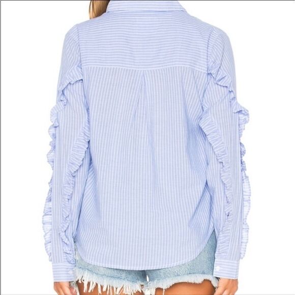 Rails Lizzi Ruffle Pinstripe Blouse Size Small - Picture 3 of 7